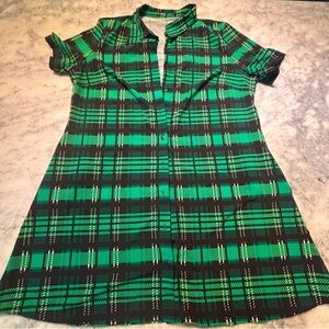 green tartan button up dress 💚